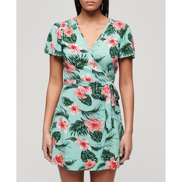 Superdry Kortärmad Kort Klänning Printed Wrap Flerfärgad S Kvinna