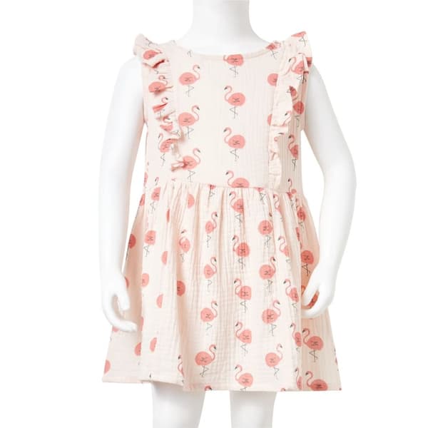 vidaXL Lasten mekko röyhelöillä pehmeä pinkki 128