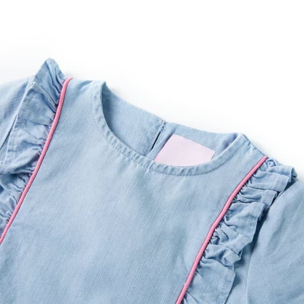 vidaXL Lasten mekko röyhelöillä pehmeä sininen 92