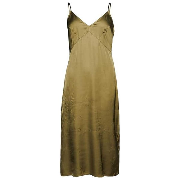 Superdry Ærmeløs Midikjole Satin Cami Slip Grøn S Kvinde