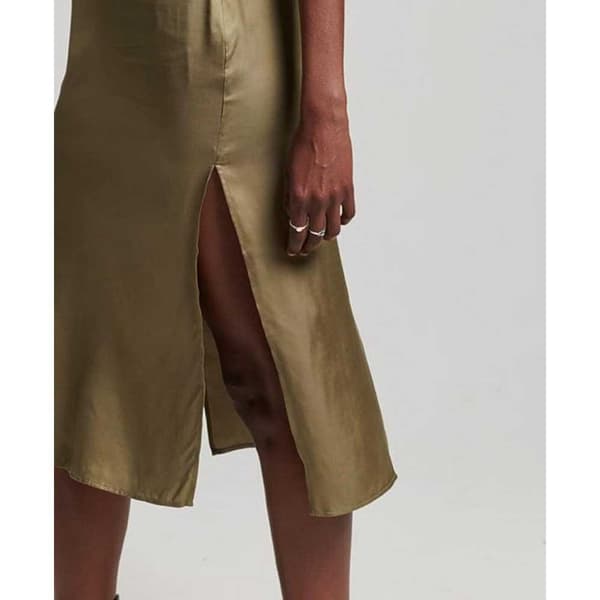 Superdry Ærmeløs Midikjole Satin Cami Slip Grøn S Kvinde