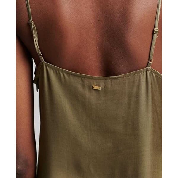 Superdry Ærmeløs Midikjole Satin Cami Slip Grøn S Kvinde