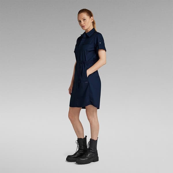 G-star Kortärmad Kort Klänning Open Back Blå XS Kvinna