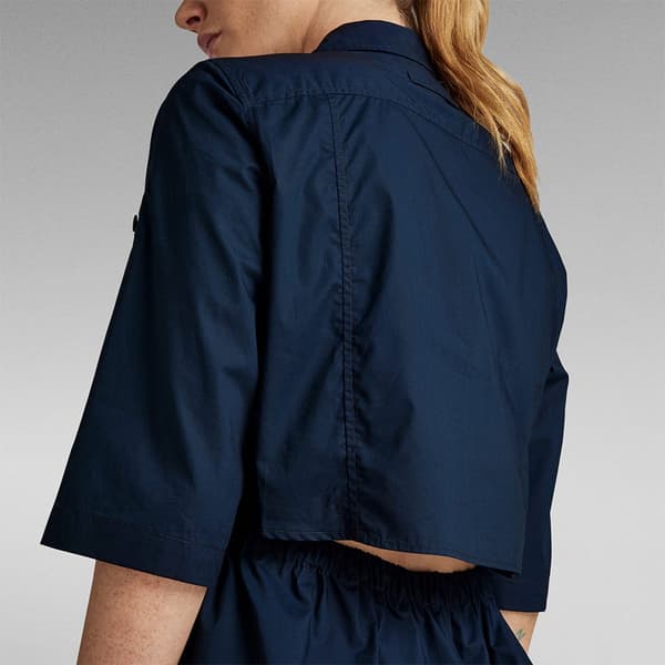 G-star Kortärmad Kort Klänning Open Back Blå XS Kvinna