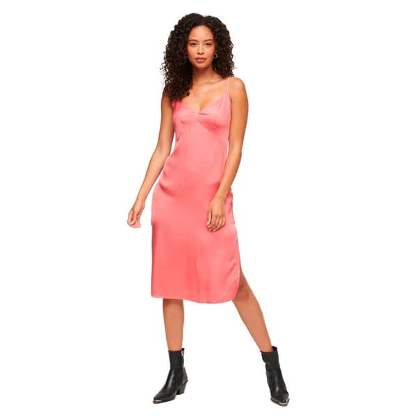 Superdry Ærmeløs Midikjole Satin Cami Slip Rosa S Kvinde