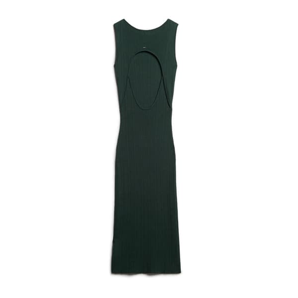 Superdry Långärmad Midiklänning Backless Knitted Grönt XS Kvinna