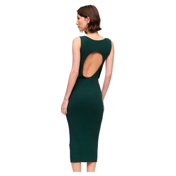 Superdry Långärmad Midiklänning Backless Knitted Grönt XS Kvinna