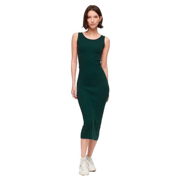 Superdry Långärmad Midiklänning Backless Knitted Grönt XS Kvinna