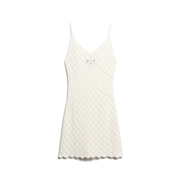 Superdry Ärmlös Kort Klänning Crochet Cami Beige L Kvinna