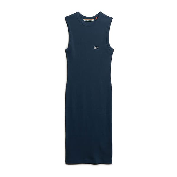 Superdry Långärmad Kort Klänning Rib Bodycon Blå M Kvinna
