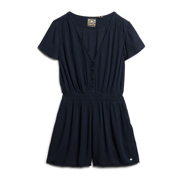 Superdry Beach Playsuit Kortärmad Kort Klänning Blå XS Kvinna