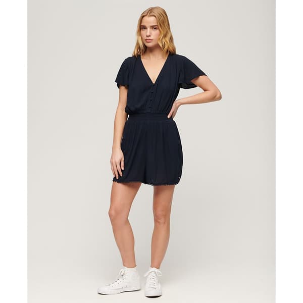 Superdry Beach Playsuit Kortärmad Kort Klänning Blå XS Kvinna