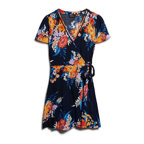 Superdry Printed Wrap Kortärmad Kort Klänning Flerfärgad M Kvinna