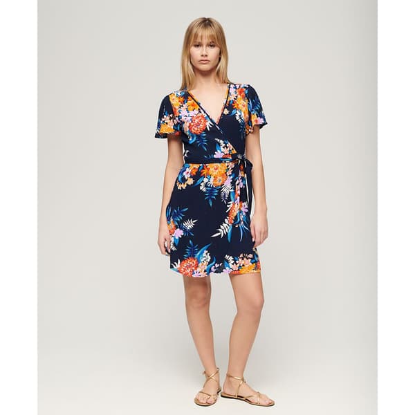Superdry Printed Wrap Kortärmad Kort Klänning Flerfärgad M Kvinna