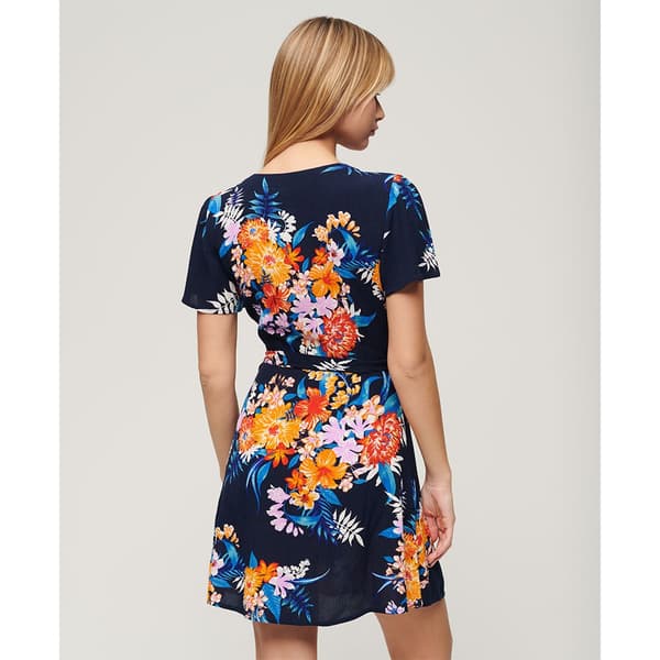 Superdry Printed Wrap Kortärmad Kort Klänning Flerfärgad M Kvinna
