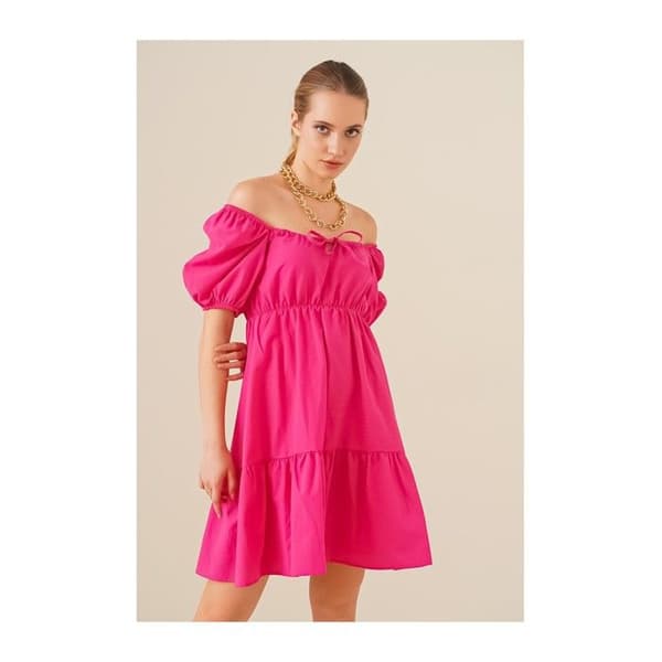 MT Kläder - A-linje Klänning i Poplin Rosa 40
