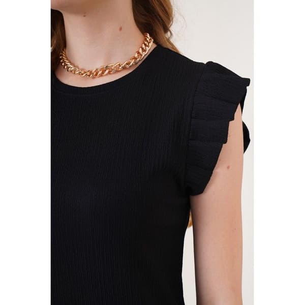 Stickad Klänning - Svart - Storlek 42 - 97% Polyester - 3% Lycra - Längd 92 cm