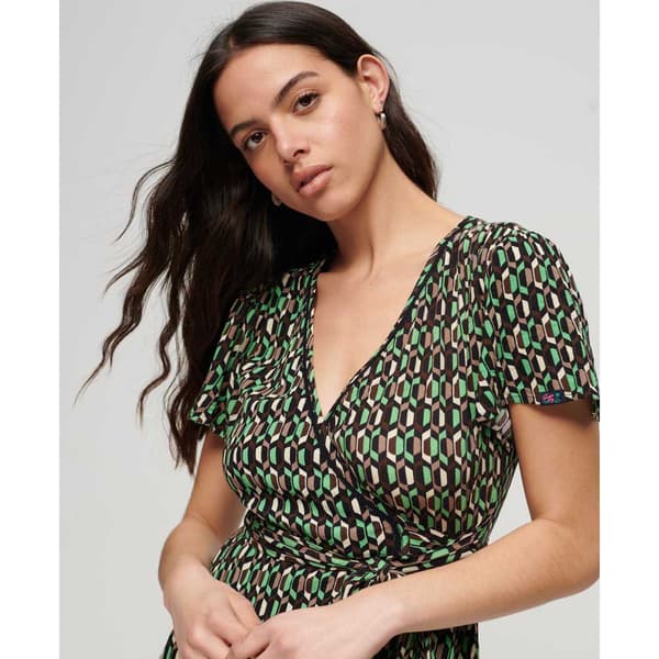 Superdry Vintage Mini Wrap Kjole Grøn XS Kvinde
