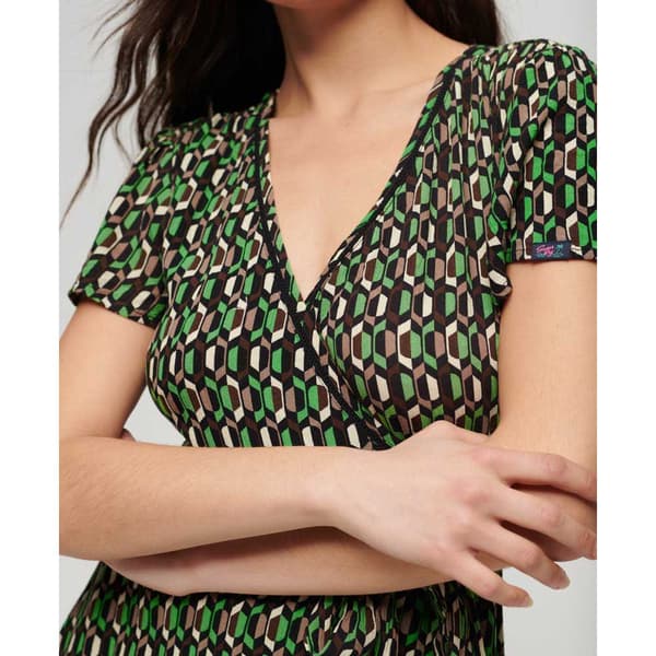 Superdry Vintage Mini Wrap Kjole Grøn XS Kvinde