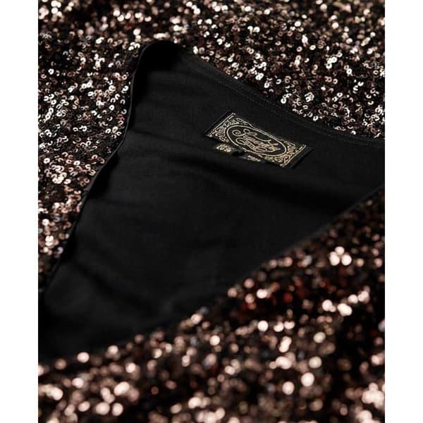 Superdry Sequin Wrap Långärmad Kort Klänning Silver S Kvinna