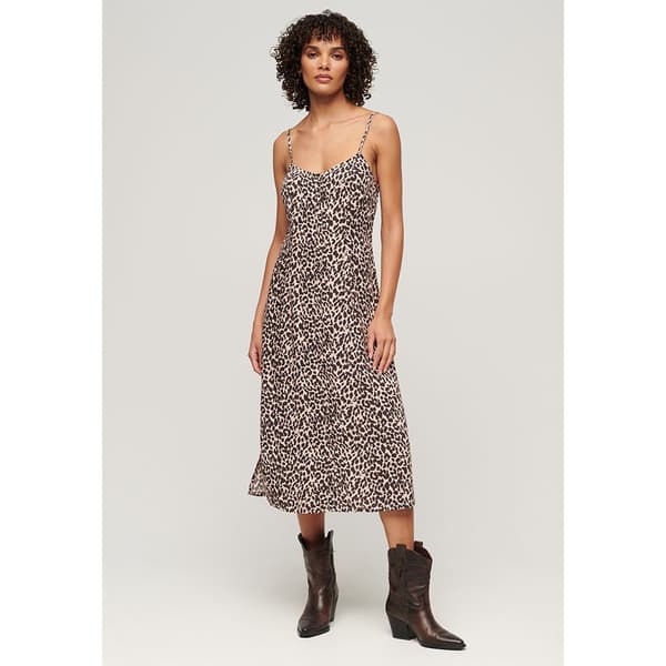 Superdry Print Button Cami Hihaton Midi-mekko Pinkki M Nainen