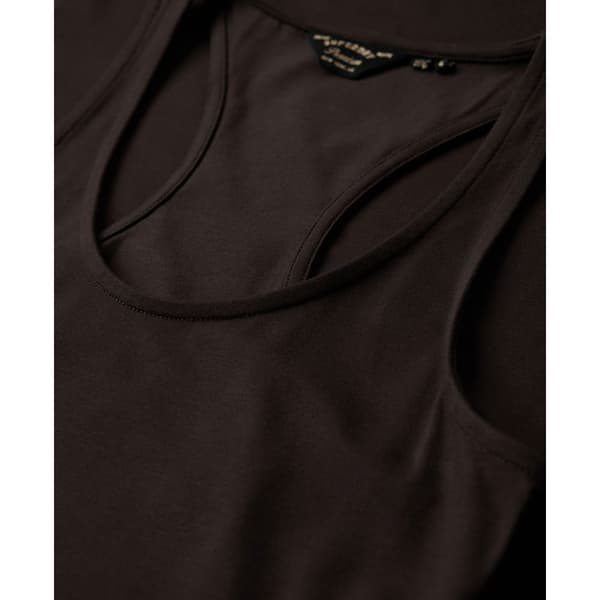Superdry Scoop Neck Jersey Midi Klänning Brun S Kvinna