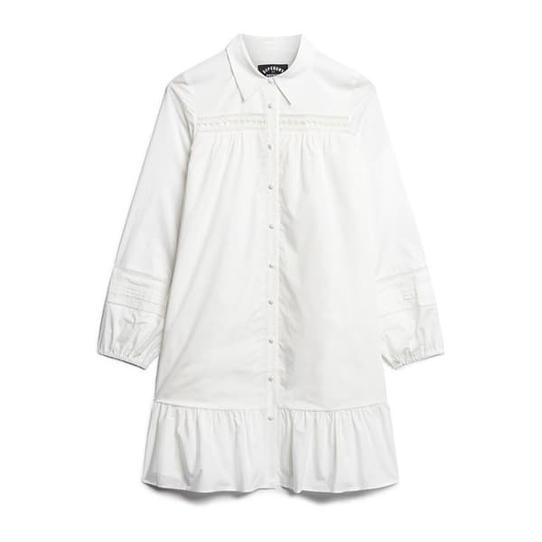 Superdry Lace Mix Kortærmet Kjole Hvid L Kvinde