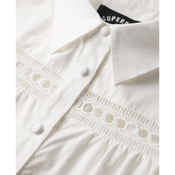 Superdry Lace Mix Kortærmet Kjole Hvid L Kvinde