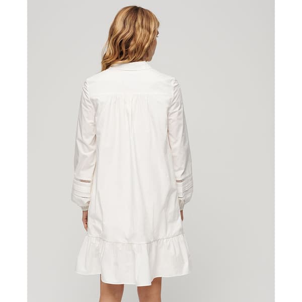 Superdry Lace Mix Kortærmet Kjole Hvid L Kvinde