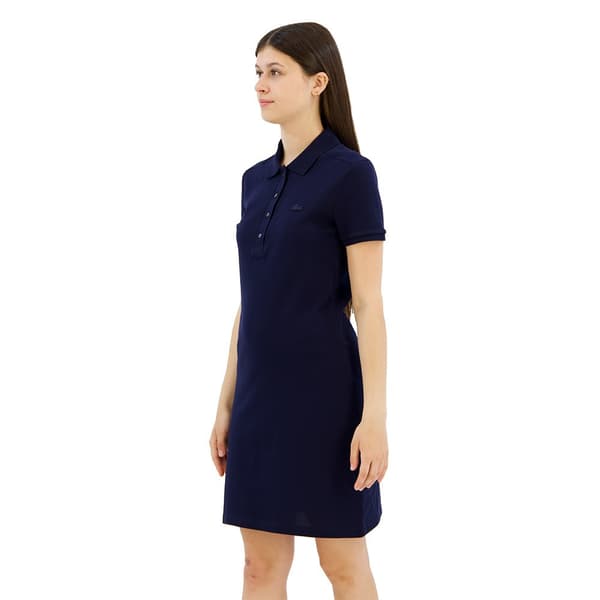 Lacoste Stretch Cotton Pique Lyhyt Mekko Sininen 36 Nainen