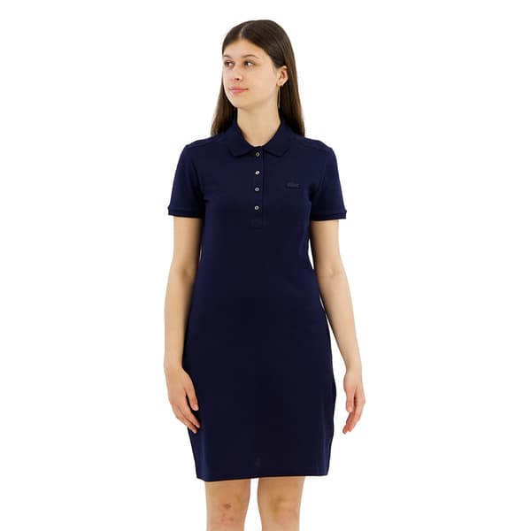Lacoste Stretch Cotton Pique Lyhyt Mekko Sininen 36 Nainen
