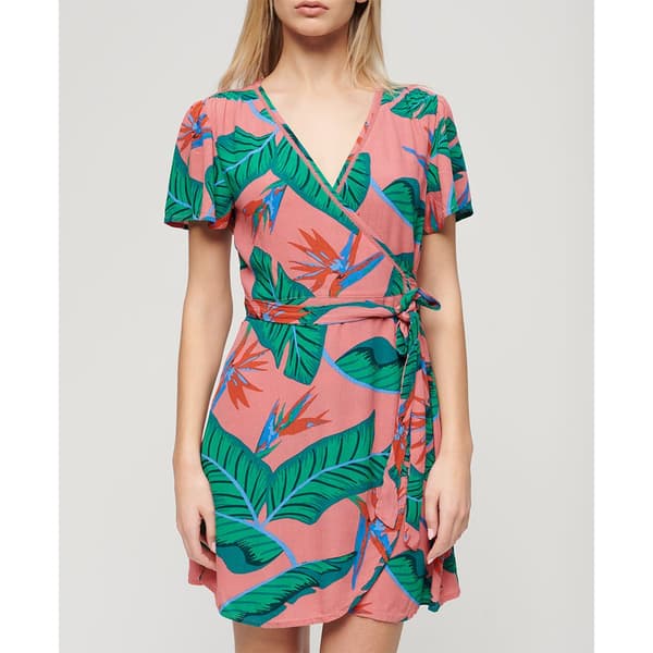 Superdry Printed Wrap Lyhythihainen Lyhyt Mekko Monivärinen XS Nainen