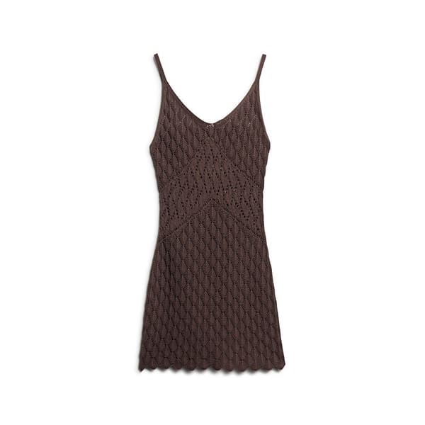Superdry Crochet Cami ärmlös Kort Klänning Brun XS Kvinna