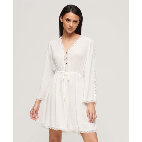 Superdry Ibiza V Neck Mini Kortærmet Kjole Hvid S Kvinde