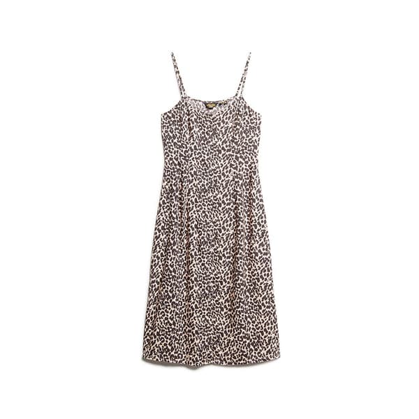 Superdry Print Button Cami ärmlös Midiklänning Rosa L Kvinna
