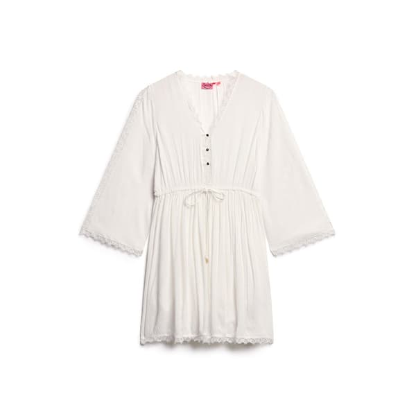 Superdry Ibiza V Neck Mini Kortärmad Klänning Vit M Kvinna