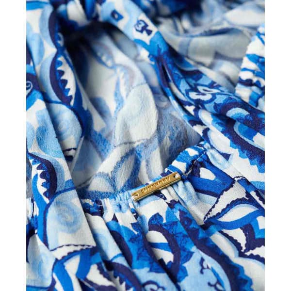 Superdry Tie Back ärmlös Midiklänning Blå M Kvinna