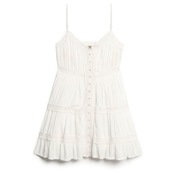 Superdry Alana Lace Trim Hihaton Lyhyt Mekko Sininen S Nainen