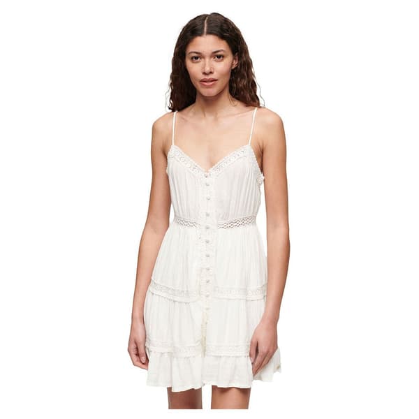 Superdry Alana Lace Trim Hihaton Lyhyt Mekko Sininen S Nainen