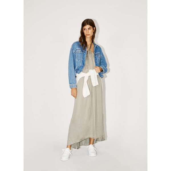 Pepe Jeans Liliana ærmeløs Lang Kjole Beige S Kvinde