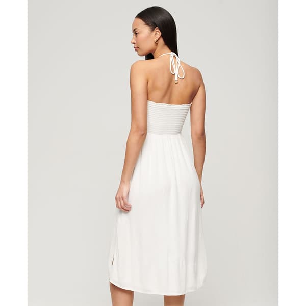 Superdry Smocked Midi Beach Långklänning Vit S Kvinna