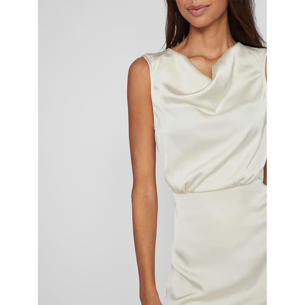 Vila Ravenna Waterfall ärmlös Lång Klänning Beige 44 Kvinna