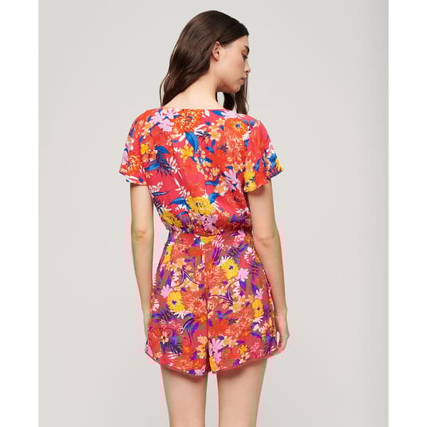 Superdry Beach Playsuit Kortærmet Kort Kjole Flerfarvet S Kvinde