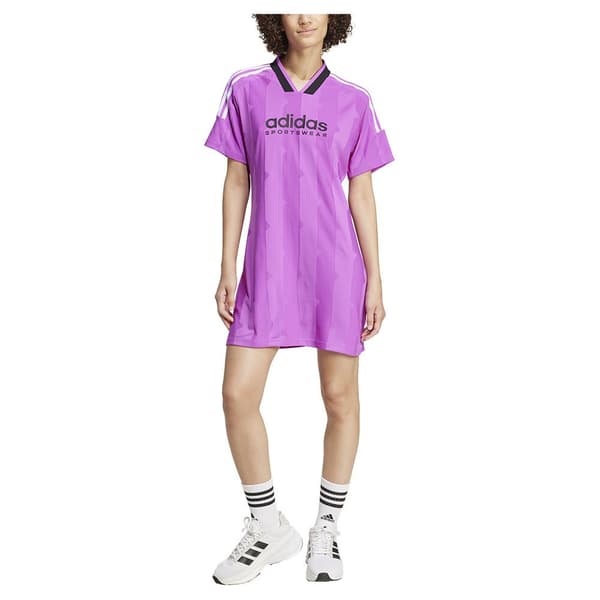 Adidas Tiro Cut 3 Stripes Jacquard Tee Mekko Violetti S Nainen