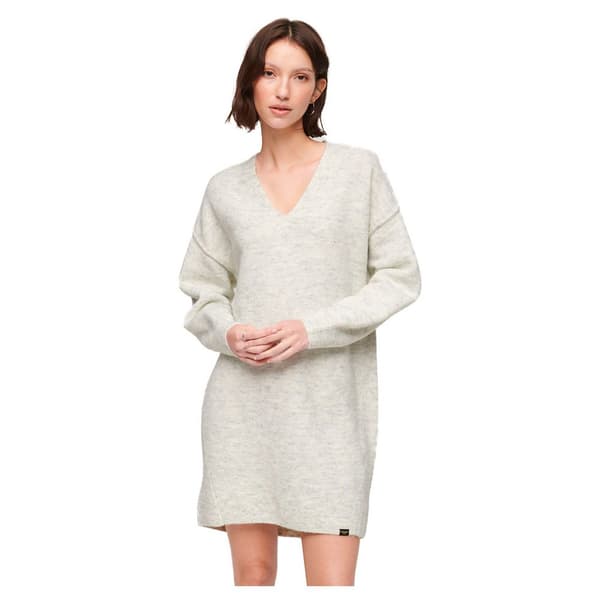 Superdry V Jumper Långärmad Kort Klänning Beige L Kvinna