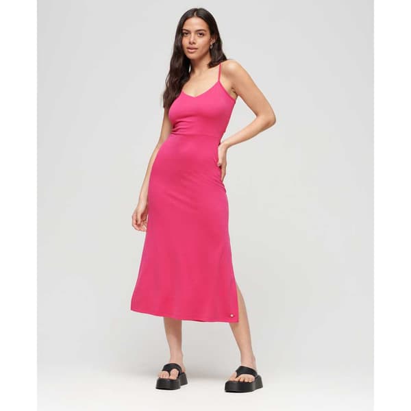 Superdry Studios Jersey Open Back Hihaton Pitkä Mekko Pinkki M Nainen