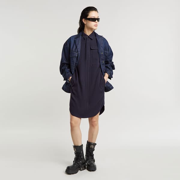 G-star Cargo Tunic Kjole Med Lange ærmer Blå M Kvinde