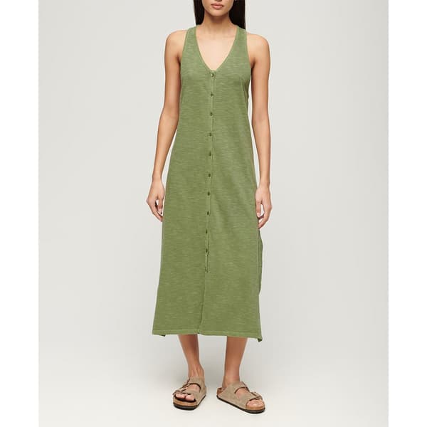 Superdry Beach Hihaton Midi-mekko Vihreä XS Nainen