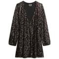 Miniatyrbillede 2 af 4: Superdry Sequin Wrap Langærmet Kort Kjole Søvfarvet L Kvinde