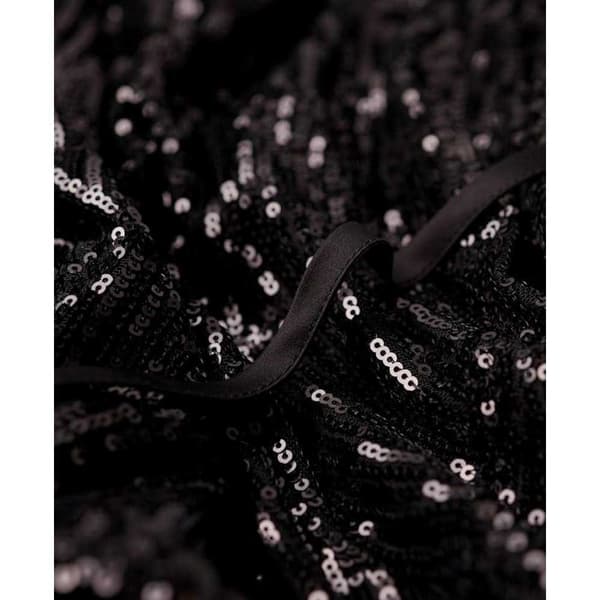 Superdry Sequin Wrap Langærmet Kort Kjole Sort XS Kvinde